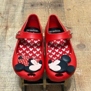Mini Melissa Red Mickey Minnie Mouse Disney Mary Jane Shoes Toddler 8 Girls